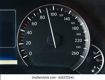 Speedometer of a car showing 90 - Shutterstock ID 626372141