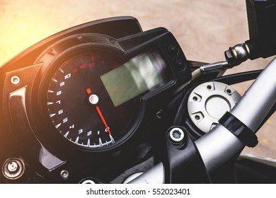 Speedometer of a motorcycle.