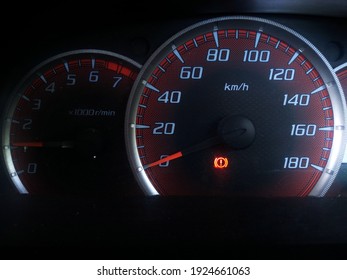 Speedometer On Car Dashboard That Shows Driving Speed