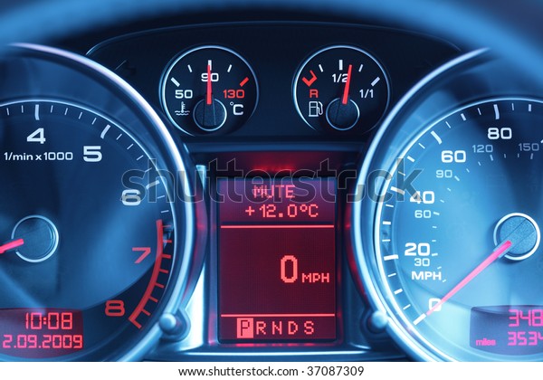 Speedometer Rev Counter Fuel Temperature Gauge Stock Photo