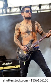 Speedway, IN/USA - May 22, 2015: Jane's Addiction Guitarist Dave Navarro Performs At An Outdoor Concert In Indiana.