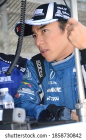 Speedway, IN/USA - May 25, 2018: Indy 500 Winner Takuma Sato Watches Carb Day Practice For The 2018 Indy 500.