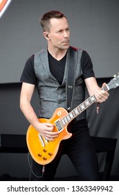 Speedway, IN/USA - May 26, 2017: Jacob Petersen, Guitarist With The Steve Miller Band, Performs At An Outdoor Concert In Indiana.