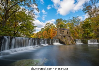 Speedwell Dam In New Jersey During Autumn 