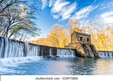 Speedwell Dam Waterfall, On Whippany River, Along Patriots Path, In Morristown, New Jersey