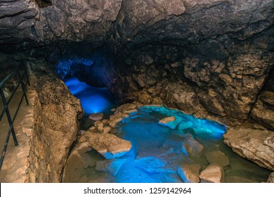 Speleothems In Solutional Karst Cave. Kizil-Koba (Red Cave), Crimea. Shallow DOF.