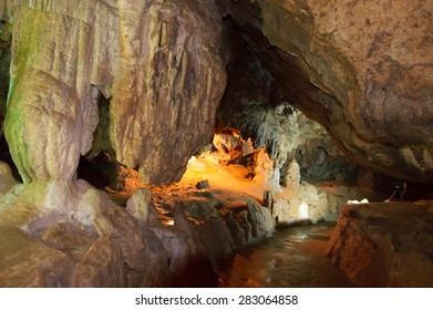 Speleothems In Solutional Karst Cave. Kizil-Koba (Red Cave), Crimea. Shallow DOF.