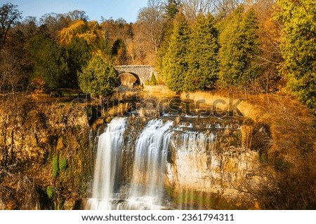 Spencer Gorge Conservation Area- Webster's Falls in Hamilton, Ontario Canada, Fall season, waterfalls