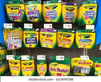 Spencer, Wisconsin, January, 19, 2019  Several Types Of Crayola Markers On A Modern Store Shelf   Crayola Is An American Handicraft Company Founded In 1885