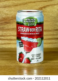 SPENCER , WISCONSIN June 29 , 2014:  Can Of Bud Light Lime Straw-Ber- Rita. Bud Light Is A Product Of Anheuser-Busch .