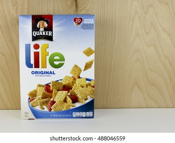 Spencer, Wisconsin - September, 22, 2016   Box Of Quaker Box Of Quaker Life Cereal  Quaker Oats Company Was Founded In 1901