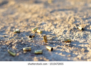 Spent Bullet Shells In The Desert