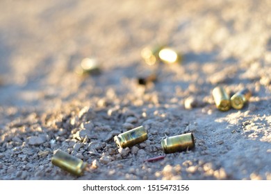 Spent Bullet Shells In The Desert