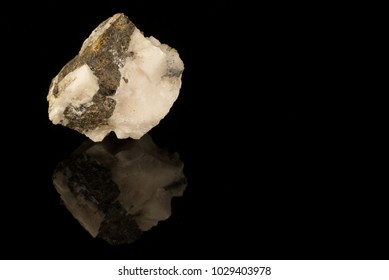 Sphalerite Zinc Mineral Ore Isolated On Black Background. Zinc Sulfide In Crystalline Form. Rocks And Minerals