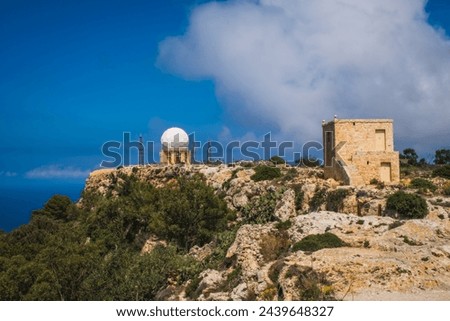 Sphere radar located at Dingli Cliffs. Malta. June 2023