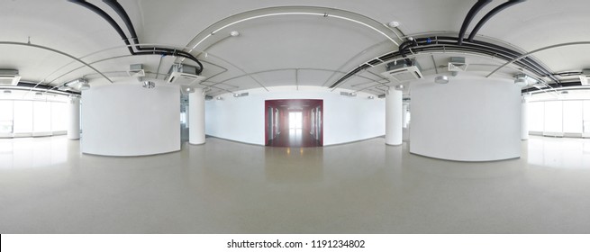 Spherical 360 degrees panorama projection, interior empty room in modern flat apartments