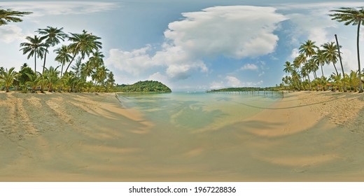 Spherical panorama of 360 degrees of sea or ocean beach of tropical island. - Shutterstock ID 1967228836