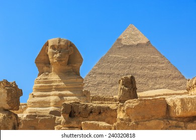 The Sphinx And Pyramid Of Khafre. Egypt