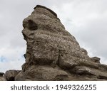 The Sphinx (Sfinxul), Bucegi National Park, Carpathian Mountains, Romania. Natural rock formation. Geomorphologic erosion rocky structure. Beautiful stone attractions. Romanian symbol 