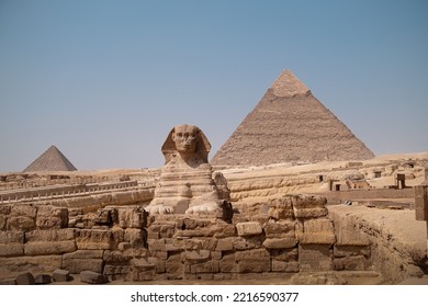 Sphinx And Two Pyramids With No People