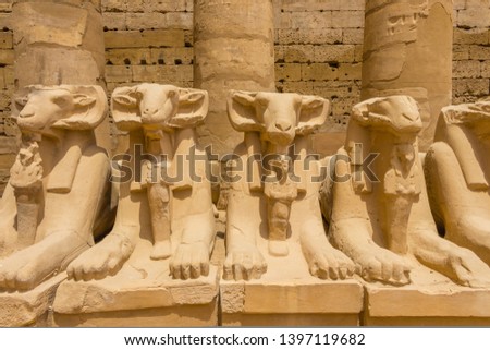 Sphinxes road at the Karnak Temple Complex in Luxor, Egypt