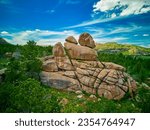 Sphinx-like rock formation at Vedauwoo Recreation Area in the Medicine Bow National Forest, Wyoming.