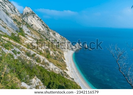 Spiaggia delle Due Sorelle beach at Monte Conero natural park in Italy.