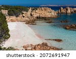 Spiaggia Rosa or Pink Beach on Budelli island, located in the Archipelago of La Maddalena