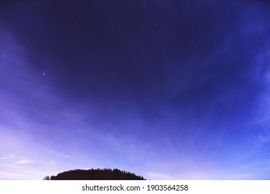 Spica And Arcturus Stars In The Night Sky.