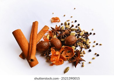 Spice mix, mixed whole spices in white background - Powered by Shutterstock