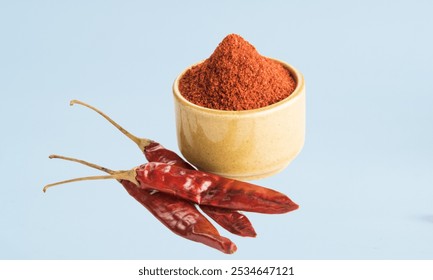  spice Red chilli powder in yellow ceramic bowl - Powered by Shutterstock