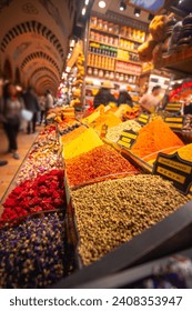 Spice sellers in the Grand Bazaar, one of the famous bazaars of Istanbul.