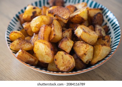 Spiced Crispy Roasted Potatoes Served In Bowl