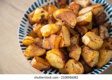 Spiced Crispy Roasted Potatoes Served In Bowl