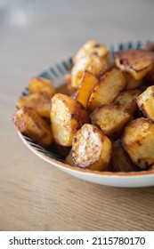 Spiced Crispy Roasted Potatoes Served In Bowl