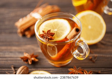 Spiced drink cocktail for New Year, Christmas, winter or autumn holidays. Hot Toddy. - Powered by Shutterstock