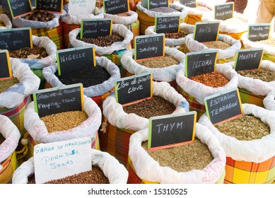 Spices Basket In Caribbean Street Market