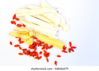 Spices chinese food and herbal for stewed on white background