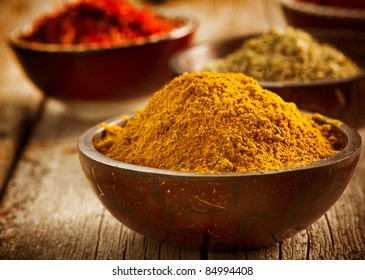 Spices Curry,Saffron, Turmeric