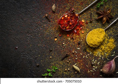 Spices Food Background Selection Variety Dry Stock Photo 705075010 ...