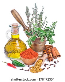 Spices Herbs Isolated On White Background Stock Photo 178472354 ...