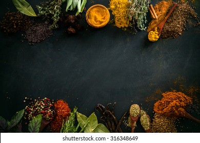 Spices and herbs. Variety of spices and mediterranean herbs. Food background - Powered by Shutterstock