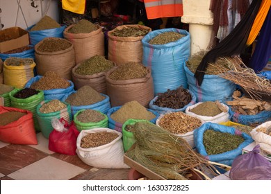 spices in a market shop in Tan Tan, Morocco