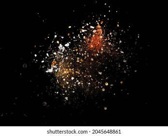 Spices Mix Explosion On Black Background