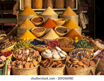Spices On A Moroccan  Market,Marrakesh, Morocco.