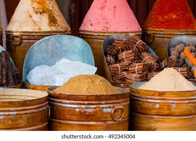 Spices on a moroccan market,Marrakesh, Morocco.
