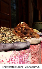 Spices In Sacks In The Marrakech Market