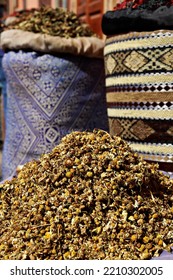 Spices In Sacks In The Marrakech Market