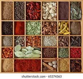  Spices  in wooden box - Powered by Shutterstock