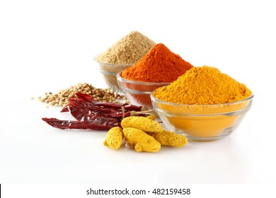 spices,Indian spices, color full spices in glass bowls - Shutterstock ID 482159458